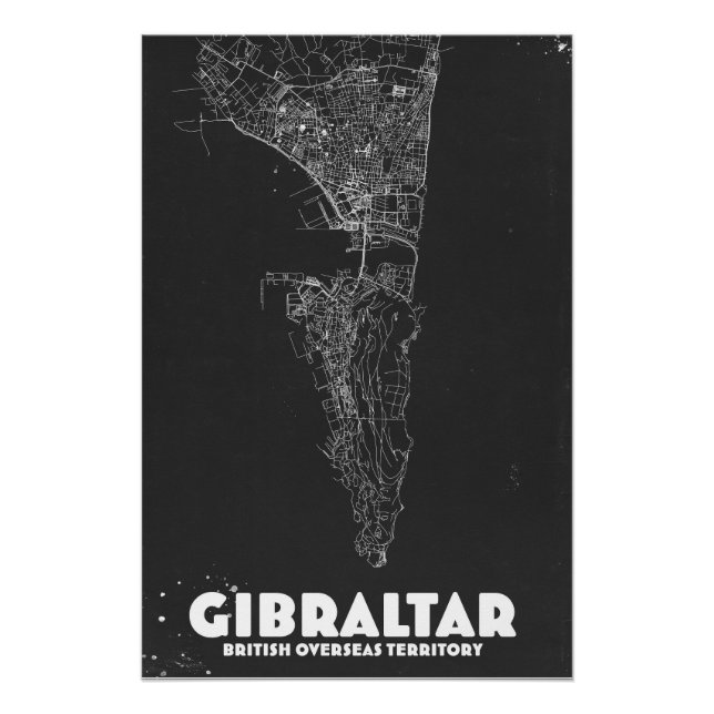 Pôster Gibraltar Vintage Map (Frente)