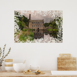 Poster Gibson Mill Reflection - Distressed Watercolour