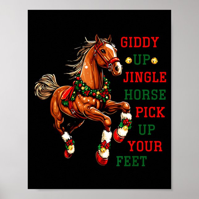 Poster Giddy Up Jingle Horse Western Christmas Horse Coun (Frente)
