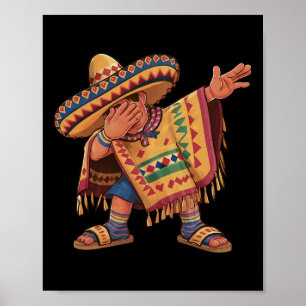 Poster Gif de Dabbing Poncho Mexicano Dança Dab Cinco De