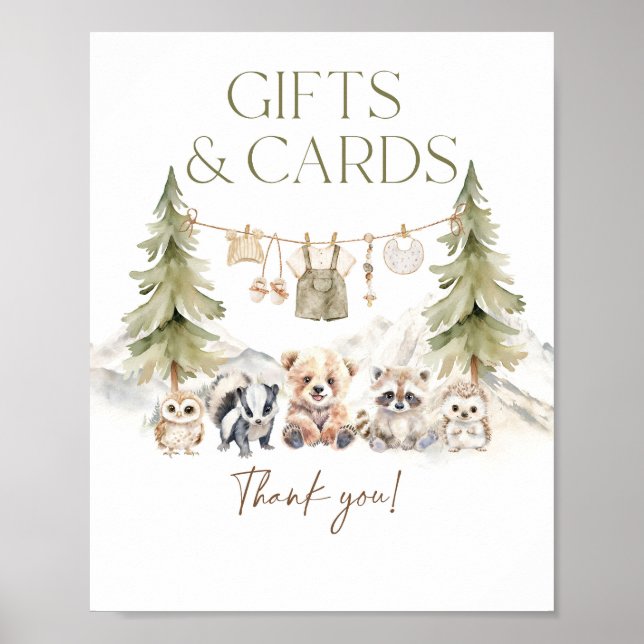 Poster Gift and Card Woodland Adventure Boy Baby Shower (Frente)