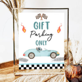 Poster Gift Parking Apenas Blue Race Car Dois Aniversário