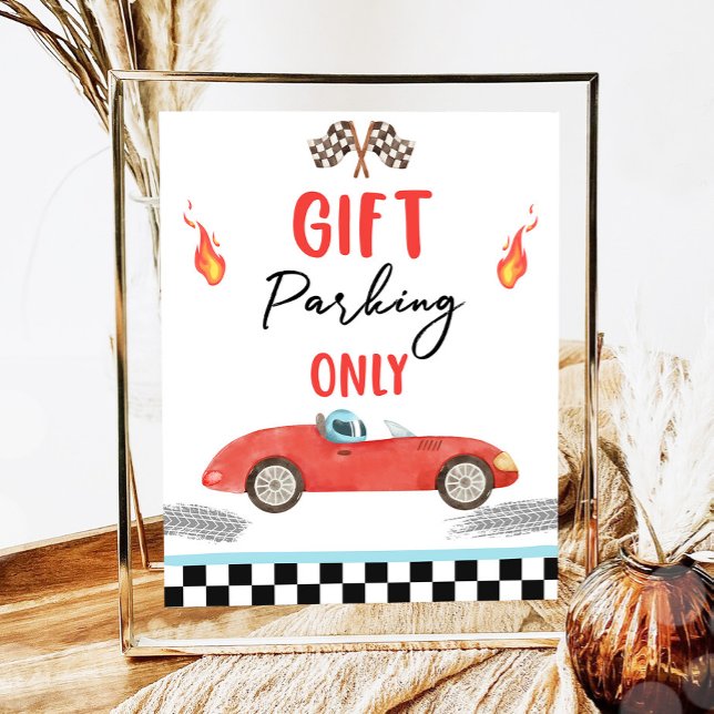 Poster Gift Parking Apenas Red Race Car Dois Aniversário  (Criador carregado)
