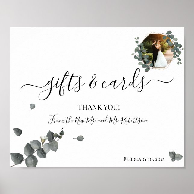 Poster Gifts & Cards Sinal de Eucalyptus de Casamento Ver (Frente)
