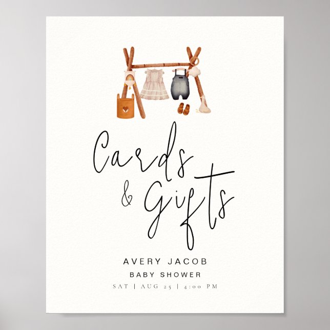 Poster Gifts Cards Sinalizam Chá de fraldas Mínimo de Rou (Frente)