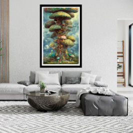 poster gigante de cogumelo colorido