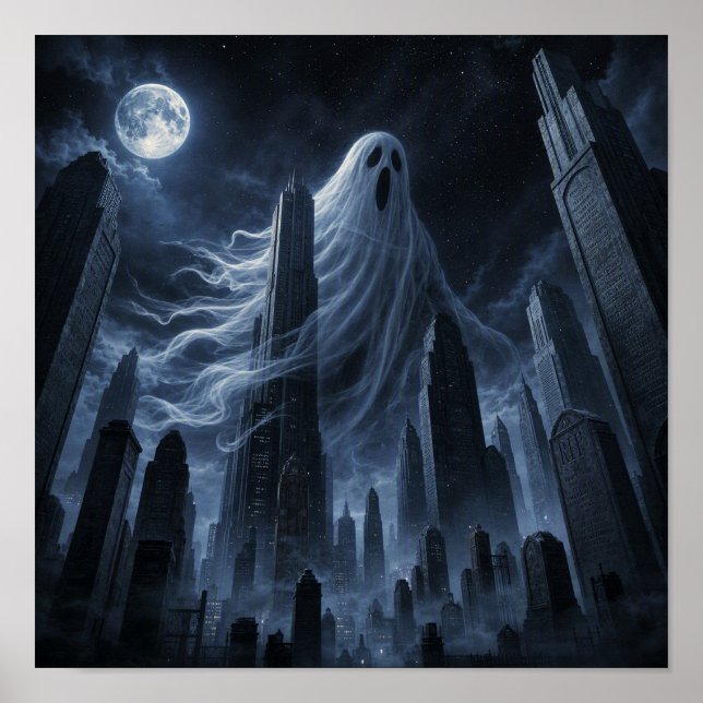 Poster Gigante Fantasma Acima da Cidade (Frente)