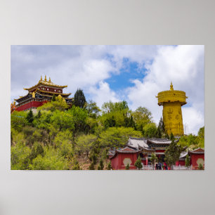 Poster Gigante roda de oração tibetana em Shangri-la - Yu
