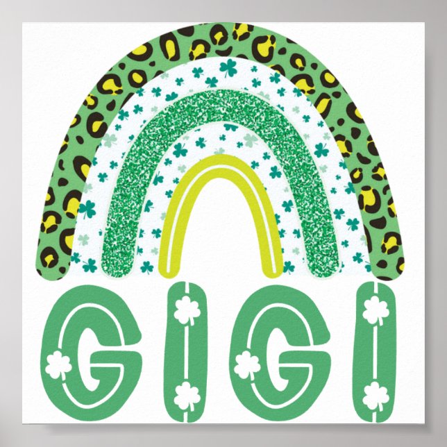 Poster Gigi Dia de São Patrício Irlandesa Avó Rainbow (Frente)