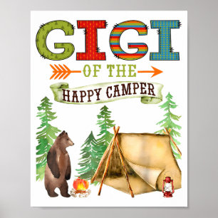 Poster Gigi do Feliz Camper Primeiro Aniversário Camng