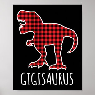 Poster Gigisaurus Xadrez de Búfalo Dinossauro Engraçado C