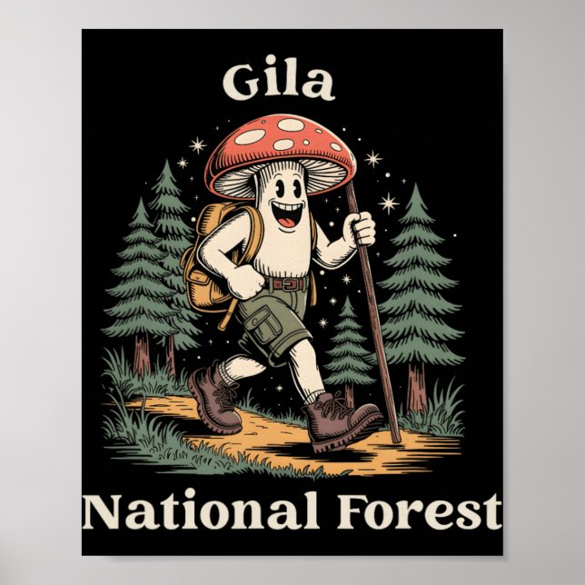 Poster Gila National Forest New Mexico Hiking Mushroom Va (Frente)