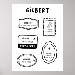Poster Gilbert - Coleção de Carimbo Viagem Design de Vi