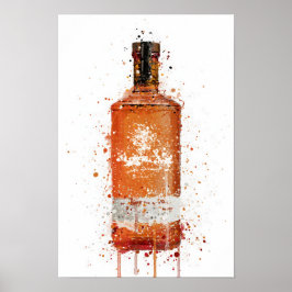 Poster Gin Bottle Wall Art Print 'Blood Orange'