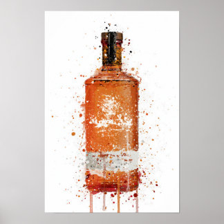Poster Gin Bottle Wall Art Print 'Blood Orange'