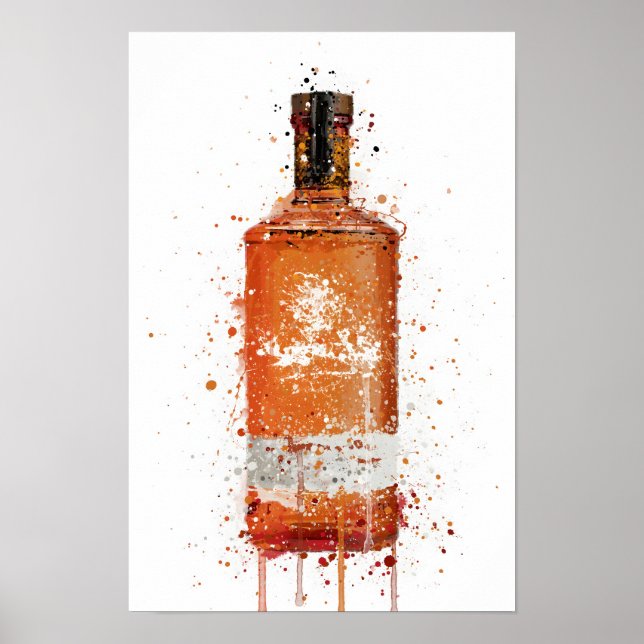 Poster Gin Bottle Wall Art Print 'Blood Orange' (Frente)