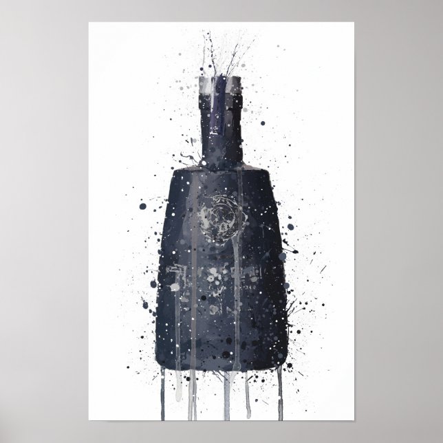 Poster Gin Bottle Wall Art Print 'Dark Granite' (Frente)