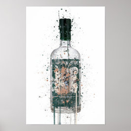 Poster Gin Bottle Wall Art Print 'Deep Pine'