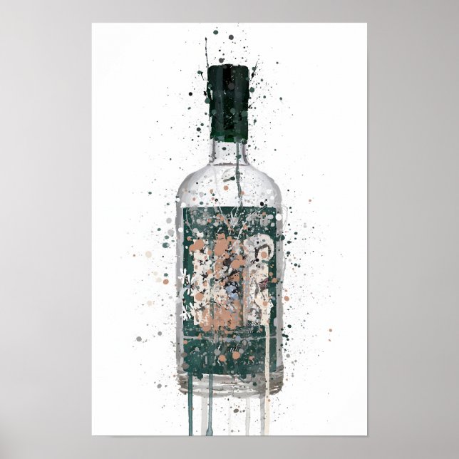 Poster Gin Bottle Wall Art Print 'Deep Pine' (Frente)