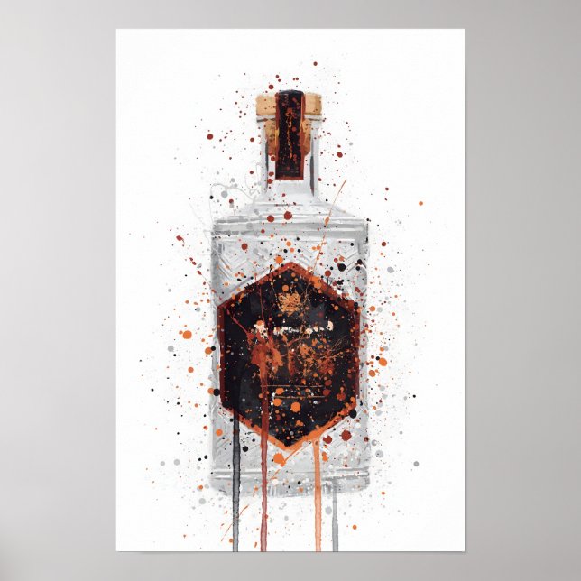 Poster Gin Bottle Wall Art Print 'Honeycomb' (Frente)