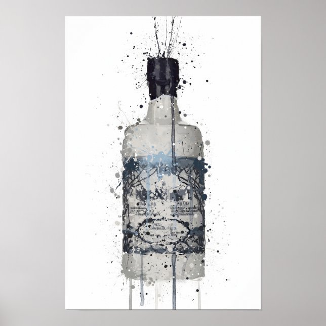 Poster Gin Bottle Wall Art Print 'Rock Pool' (Frente)