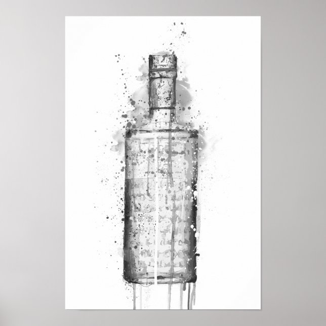 Poster Gin Bottle Wall Art Print 'Steel Grey' Grey (Frente)