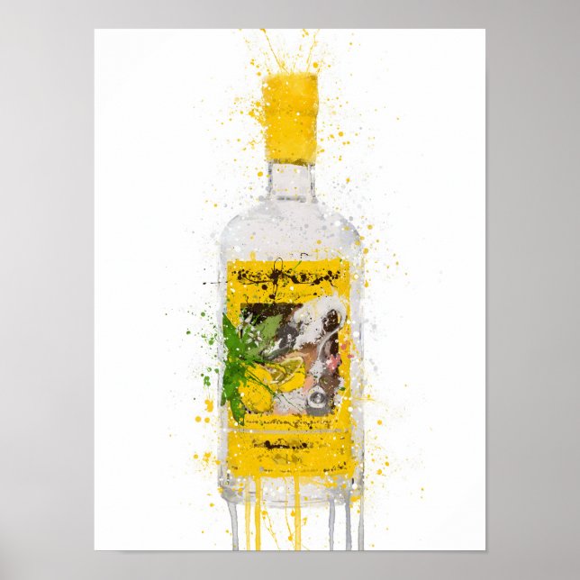 Poster Gin Bottle Wall Art Print 'Zest' (Frente)