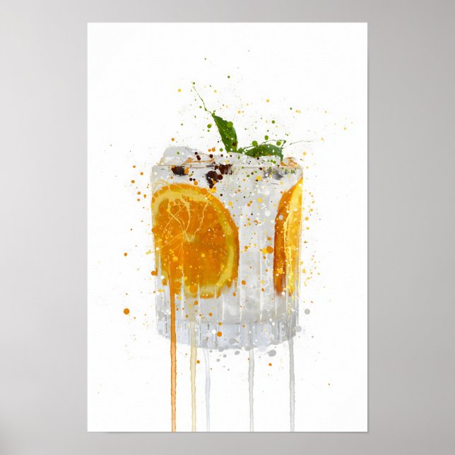 Poster Gin & Tonic 'Laranja e Manjericão' (Frente)