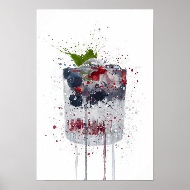 Poster Gin & Tonic 'Mirtilo e Romã' (Frente)