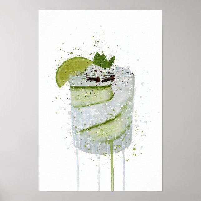 Poster Gin & Tonic 'Pepino e Lima'  (Frente)