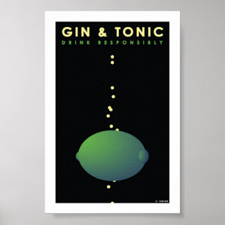 Poster Gin & Tônico (Placa de 4" x 6")