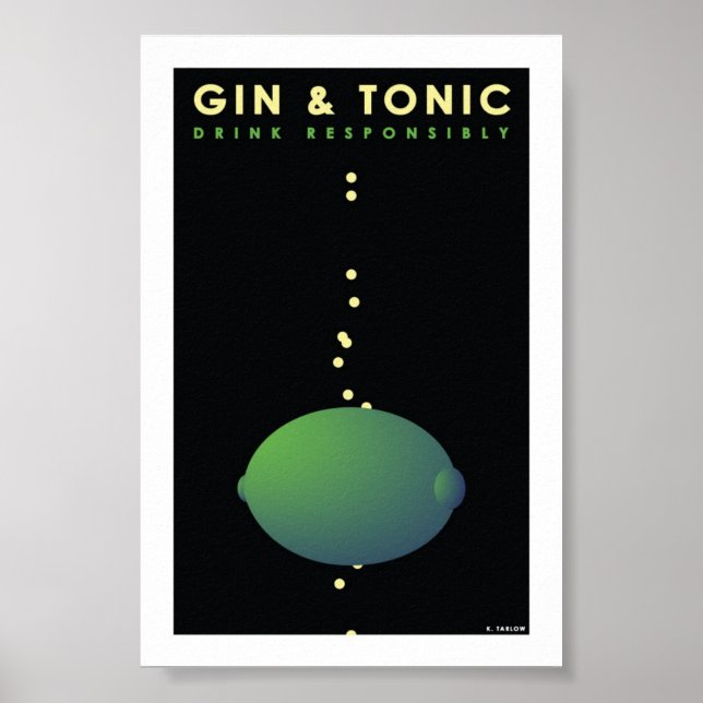 Poster Gin & Tônico (Placa de 4" x 6") (Frente)
