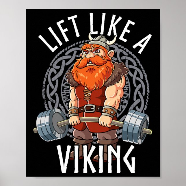 Poster Ginásio Bodybuilding Levanta Como Um Viking (Frente)