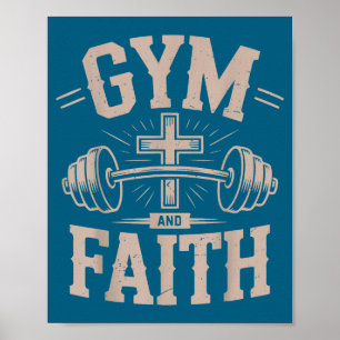 Poster Ginásio masculino fé fitness cristão treino jesus