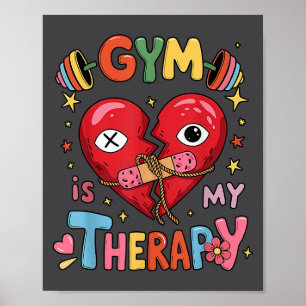 Poster Ginásio Vintage É Minha Terapia Treino De Ginásio 