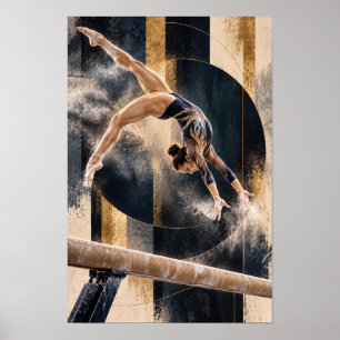 Poster Ginasta Artística na Trave de Equilíbrio Arte Abst