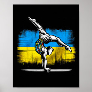 Poster Ginástica Artística Ucraniana Bandeira da Ucrânia 