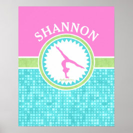 Pôster Ginástica De Cor Triplo Pastel Com Azulejo Aqua