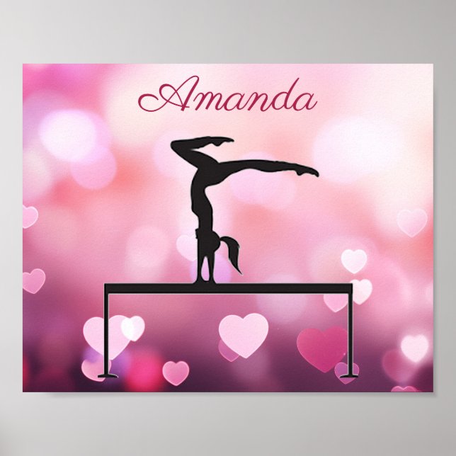 Poster Ginástica Equilibra Corações Rosa (Frente)