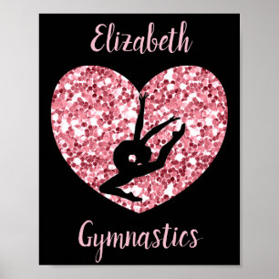 Poster Ginástica Feminina Dourado Rosa Personalizado