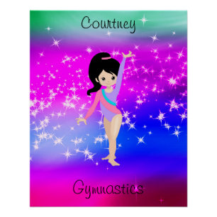 Pôster Ginástica Girls Gymnast Sparkle Gymnast em Leotard