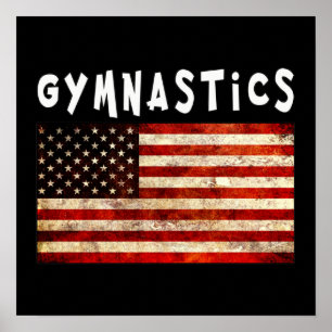 Poster Ginástica Grunge Americana Bandeira EUA