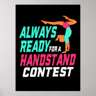 Poster Ginástica Pronta Para Um Concurso De Parada De Mão