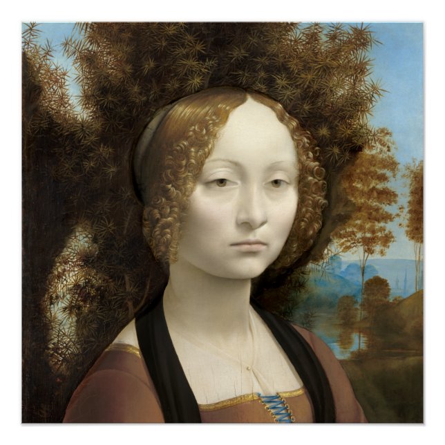 Pôster Ginevra de' Benci Leonardo da Vinci (Frente)