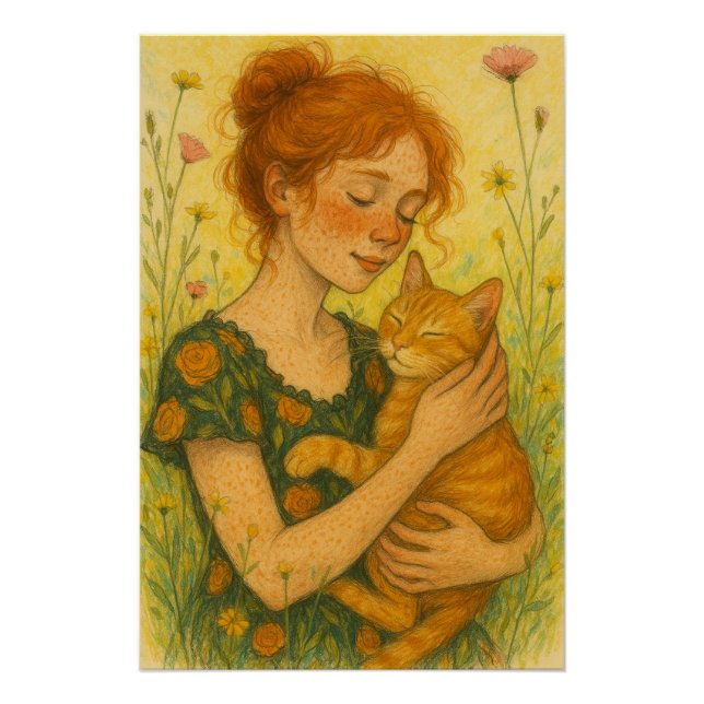 Pôster Ginger Cat Mamãe Laranja Tabby (Frente)