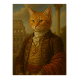 Pôster Ginger Cat Noble Portrait with Roman Ruins