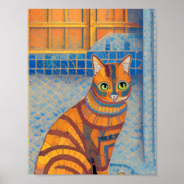 Poster Ginger cat striped moroccan mosaico voices gatinho