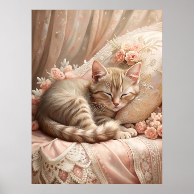 Poster Ginger Kitten Dormindo (Chique) (Frente)