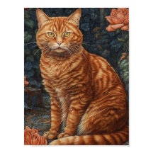 Ginger Tabby Cat e Rosas