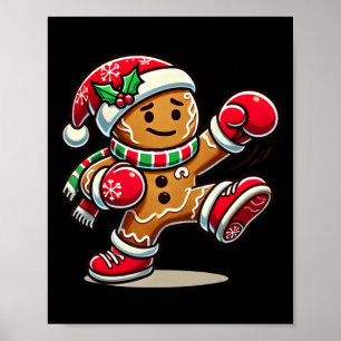 Poster Gingerbird Man Tocando Tailandeses Boxando Natal X